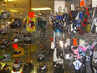 This is a picture of some of our huge range of helmets and clothing.